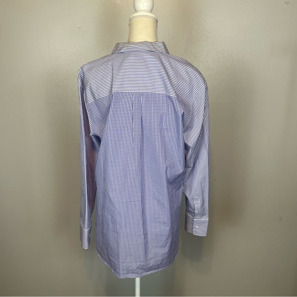 Nordstrom Signature Blue White Stripe Button Down Size Medium - Picture 4 of 8